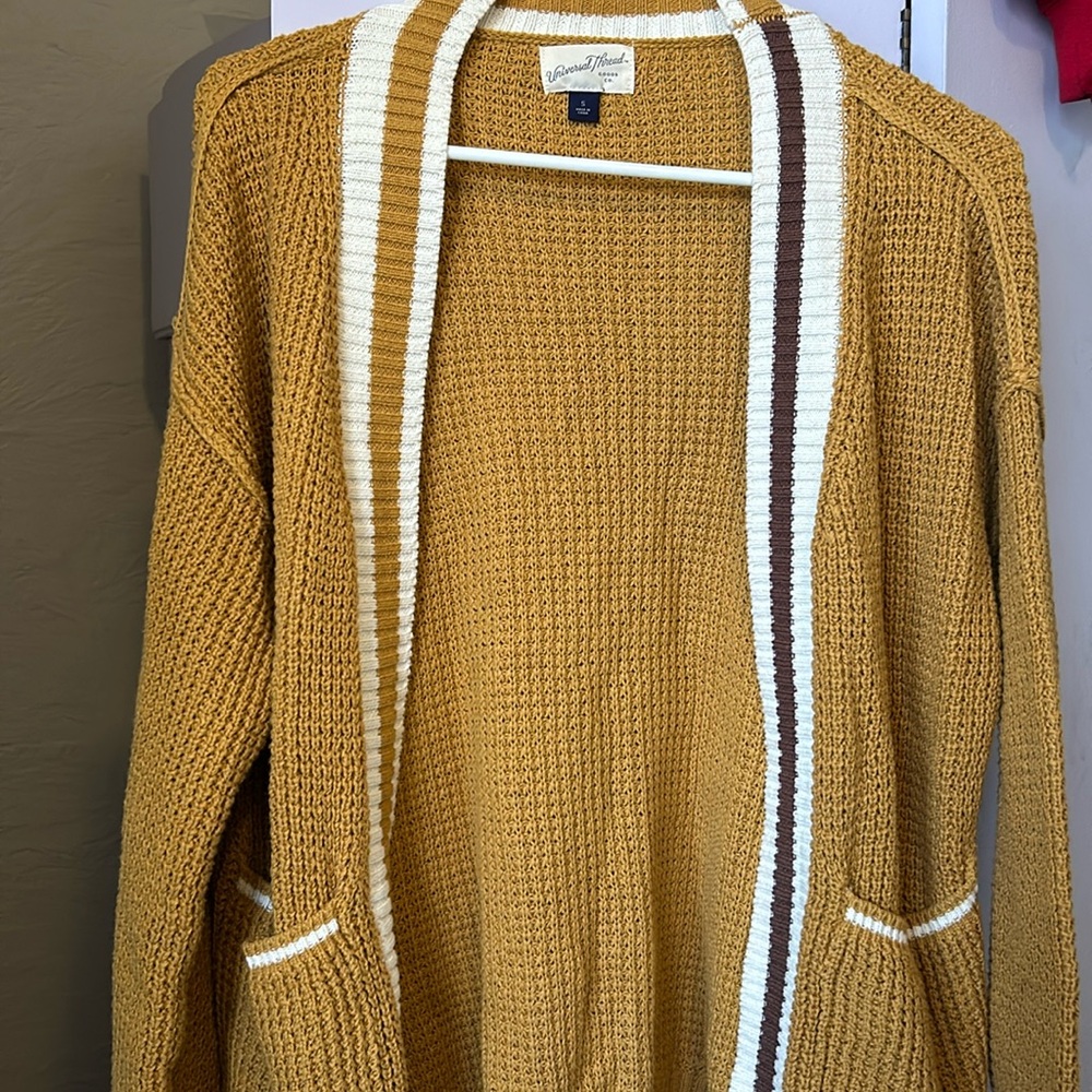 Universal Thread Mustard Yellow Knit Grandpa Cardigan